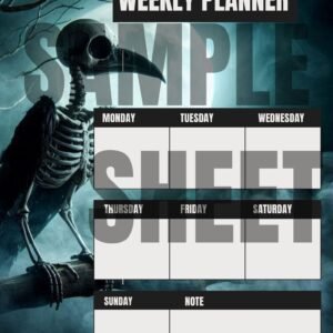 Skeleton Crow Dark Night Moon Weekly Planner